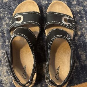 Clarks  Black Sandals with Buckle Detail